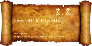 Kastyák Klaudia névjegykártya